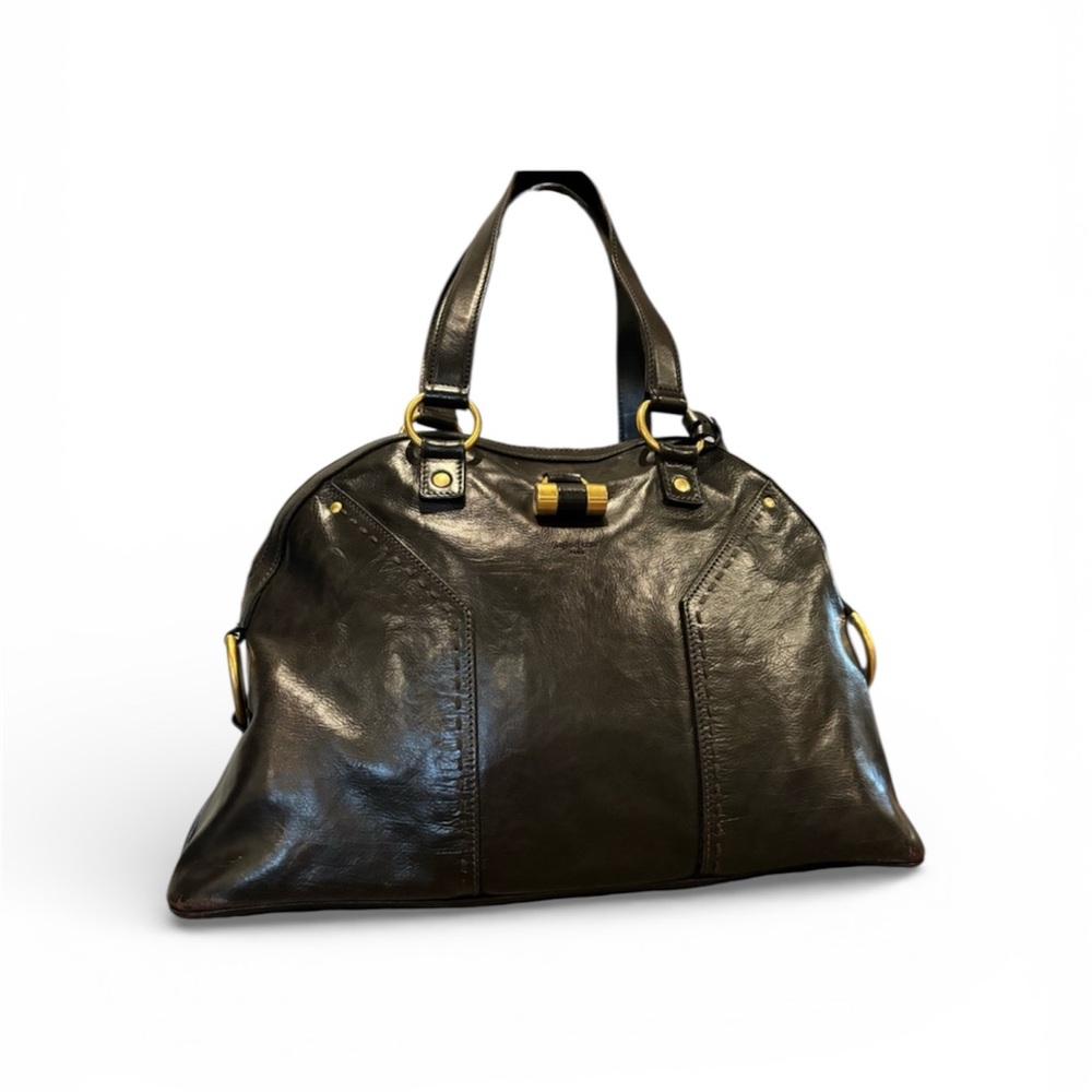 Yves Saint Laurent Shiny Black Leather Tote - Picture 3 of 14